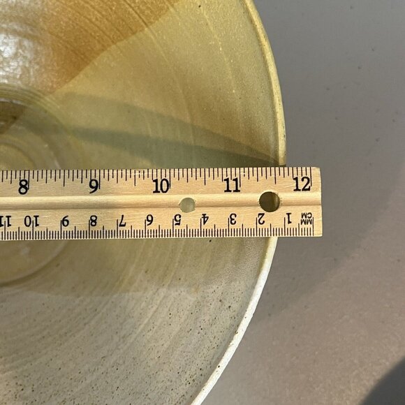 Speckled Brown and Tan Pottery Bowl 11.5" Diameter Rustic Handmade Stamped - Picture 14 of 15